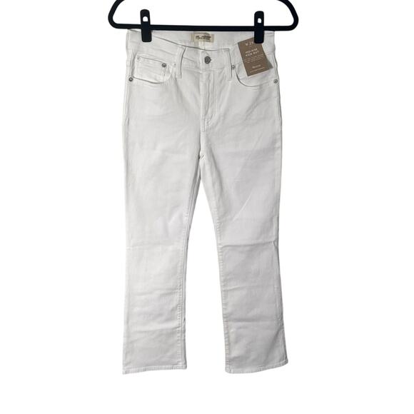 NWT Madewell Mid-Rise Kick Out Crop Jeans in Pure White Size 26 - Picture 4 of 15